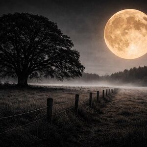 Mystical Moonlit Landscape Art Print 8x10 Glossy